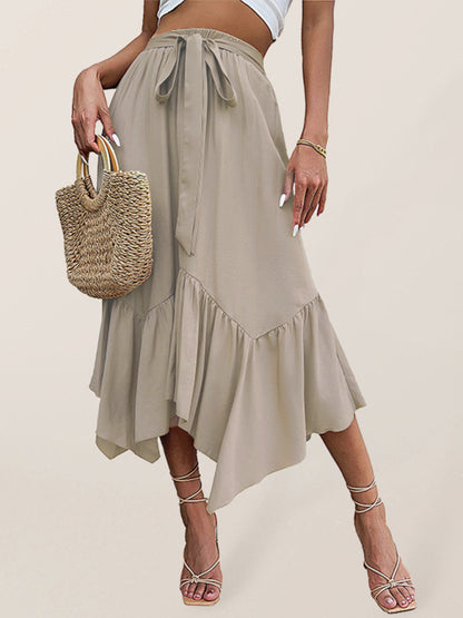 Chic bohemian midi skirt with asymmetrical hem
