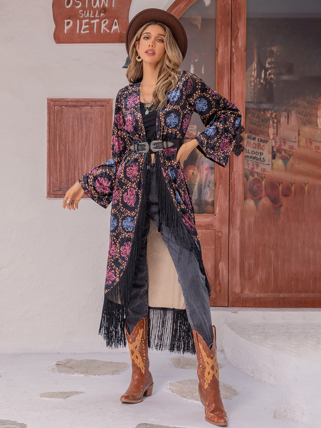 chic bohemian fringe kimono for festivals
