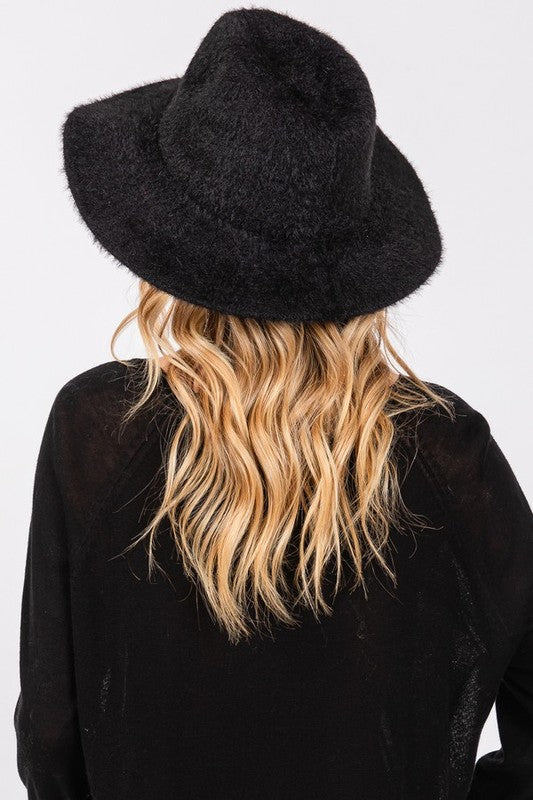 Chic fuzzy fedora hat for elegant style
