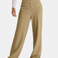 Khaki high waist wide leg pants with pockets
