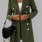 Chic olive woolen coat styled for effortless seasonal layering.
