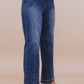 Durable plus size wide-leg jeans with high waist and chic seam accents.
