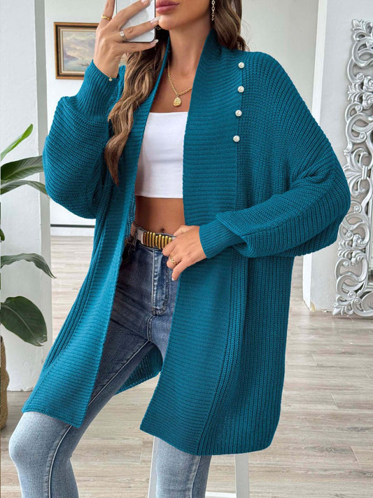 Chic turquoise women's open front cardigan, perfect for any occasion