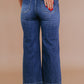 Durable plus size wide-leg jeans with high waist and chic seam accents.
