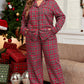 Classic button-down red plaid pajama set for plus-size women.