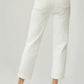 Classic straight-leg ivory jeans with a rolled hem detail
