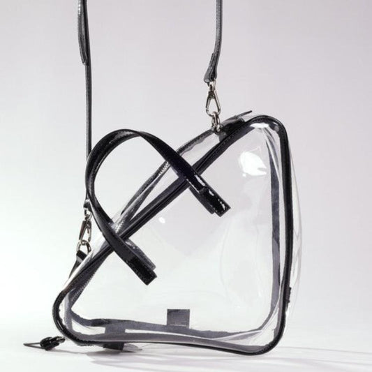 Clear Triangle Stadium Handbag with Black Trim