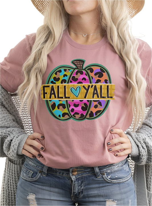 Southern charm "Fall Y'all" graphic tee with vibrant fall colors