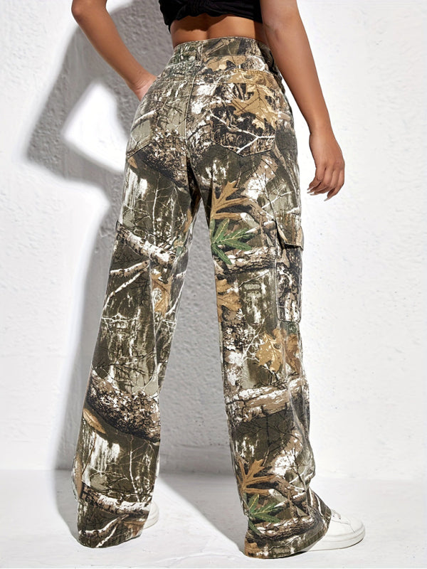 Comfortable high waist camo pants for daily wear
