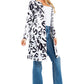 Chic long jacket with black and white graphic print
