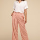 Comfortable pink waffle-knit pants with pockets
