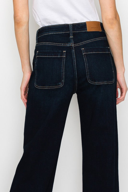 High-rise wide-leg jeans offering a perfect fit for plus-size women.