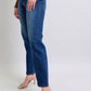 Comfortable and stylish side seam straight jeans for women
