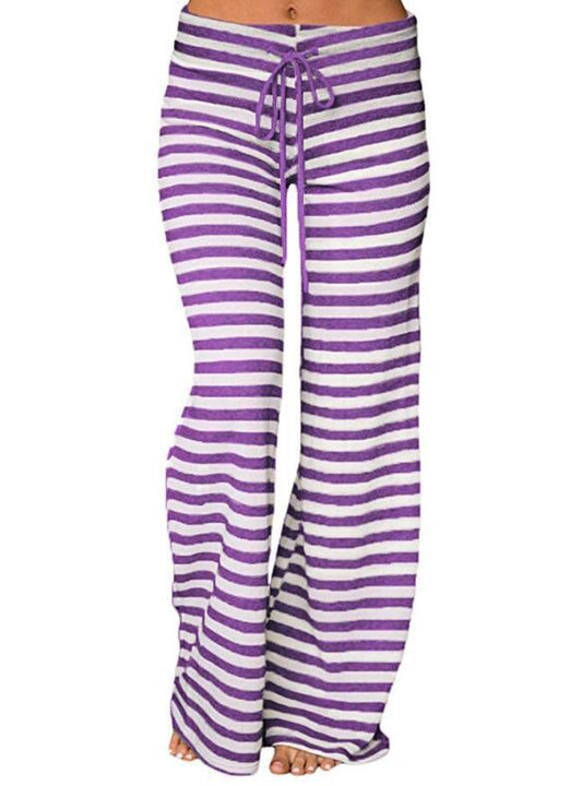 Purple comfortable striped lounge pants
