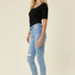 Vibrant M.i.U high waisted skinny jeans with distressed knee




