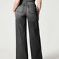 Comfortable black wide-leg jeans with high waist and stretch fabric.
