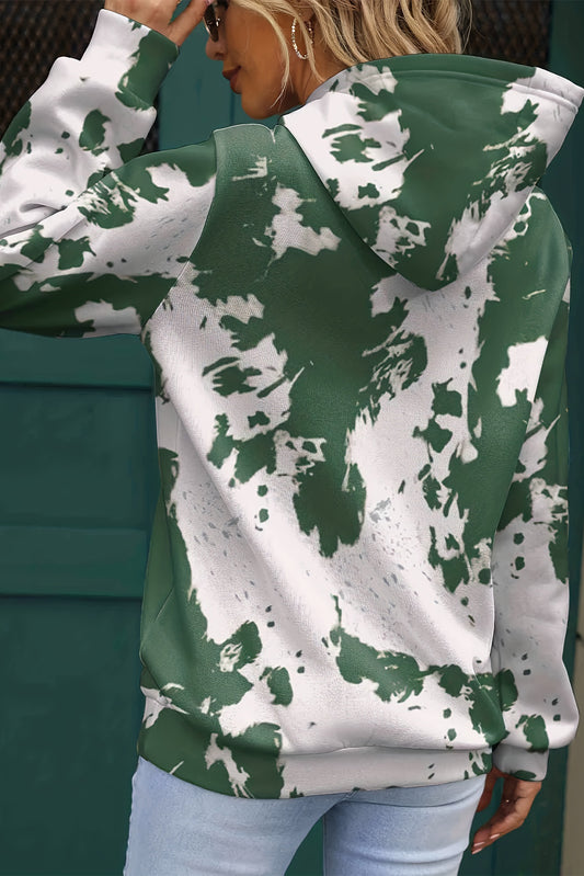 Oversized green tie dye hoodie for cozy layering.