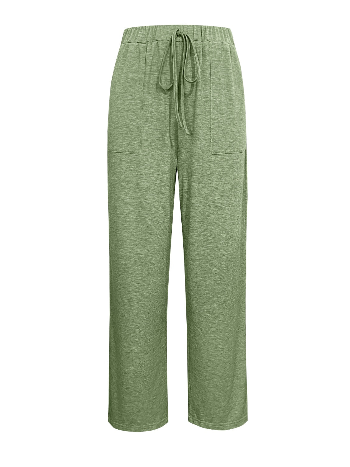 Comfortable relaxed-fit lounge pants with wide legs and side pockets.