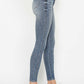 Side view of women’s skinny jeans with a sleek, streamlined fit.
