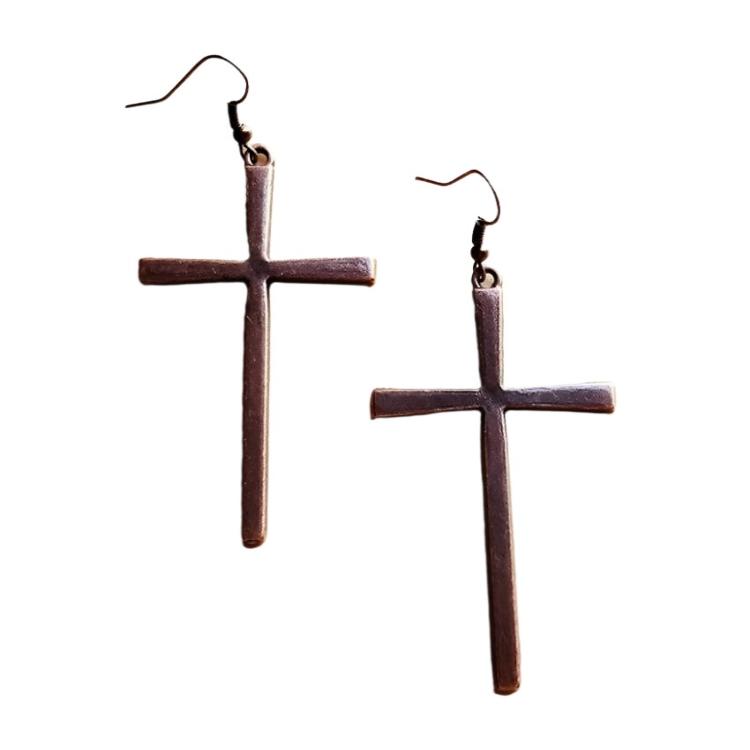 Unique copper cross earrings perfect for boho style
