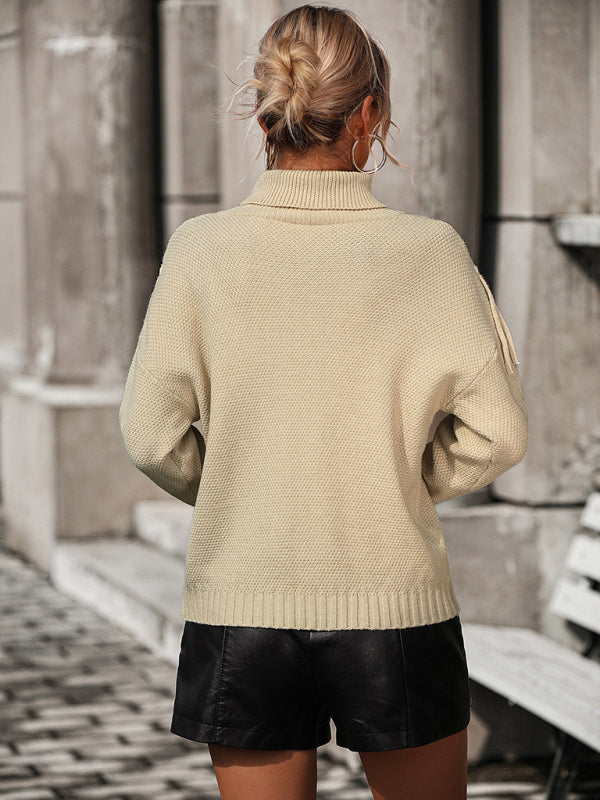 Comfortable light khaki sweater featuring playful fringe | boho aesthetic

