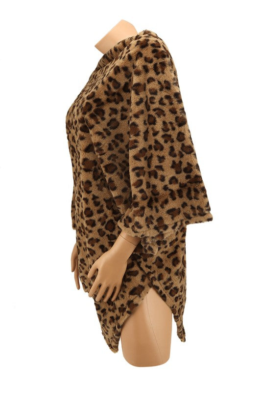 trendy animal print poncho perfect for layering
