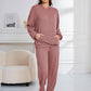 Cozy pink lounge set with pocketed design
