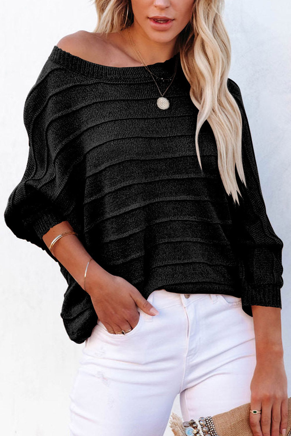 Cozy black basic sweater for women
