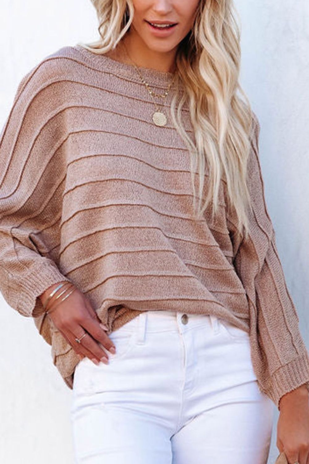 Cozy blush basic sweater for women
