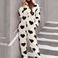 Oversized heart-patterned sherpa jumpsuit for women
