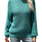 Cozy textured knit sweater in turquoise, perfect for casual looks
