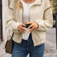 Versatile fit of cream buttoned zip-up jacket for women
