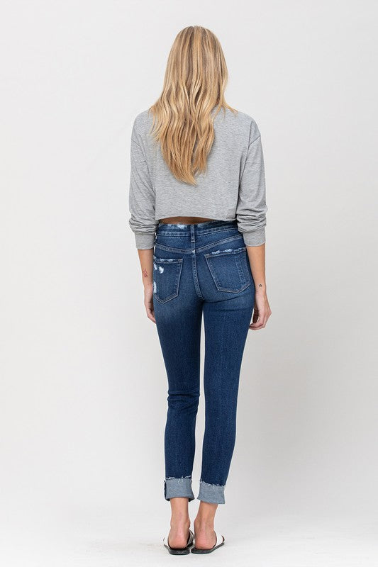 VERVET skinny jeans with cropped and distressed detailing for a modern look.
