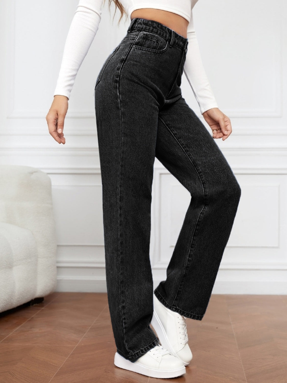 Shop the latest High Waist Straight Jeans for a chic, versatile look. Perfect fit, all-day comfort, and timeless style. Order yours now!