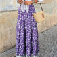 Purple bohemian skirt with playful flowers