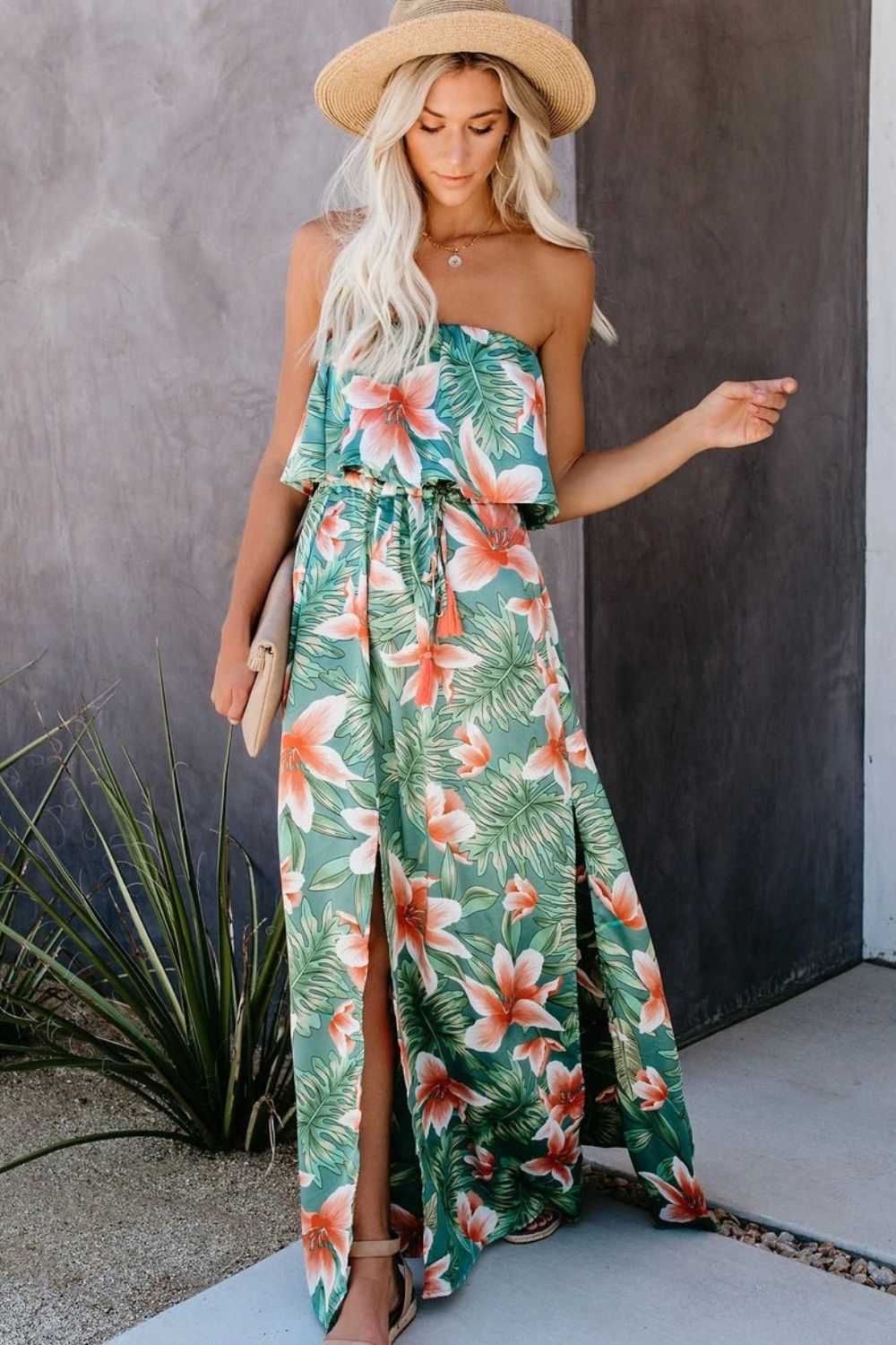 Step into summer with our Slit Tropical Dress – perfect for any occasion, exuding elegance with a vibrant, breezy touch.