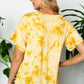 Relaxed fit yellow tie-dye plus size V-neck tee