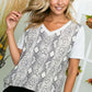 Chic gray snakeskin print women's V-neck tee