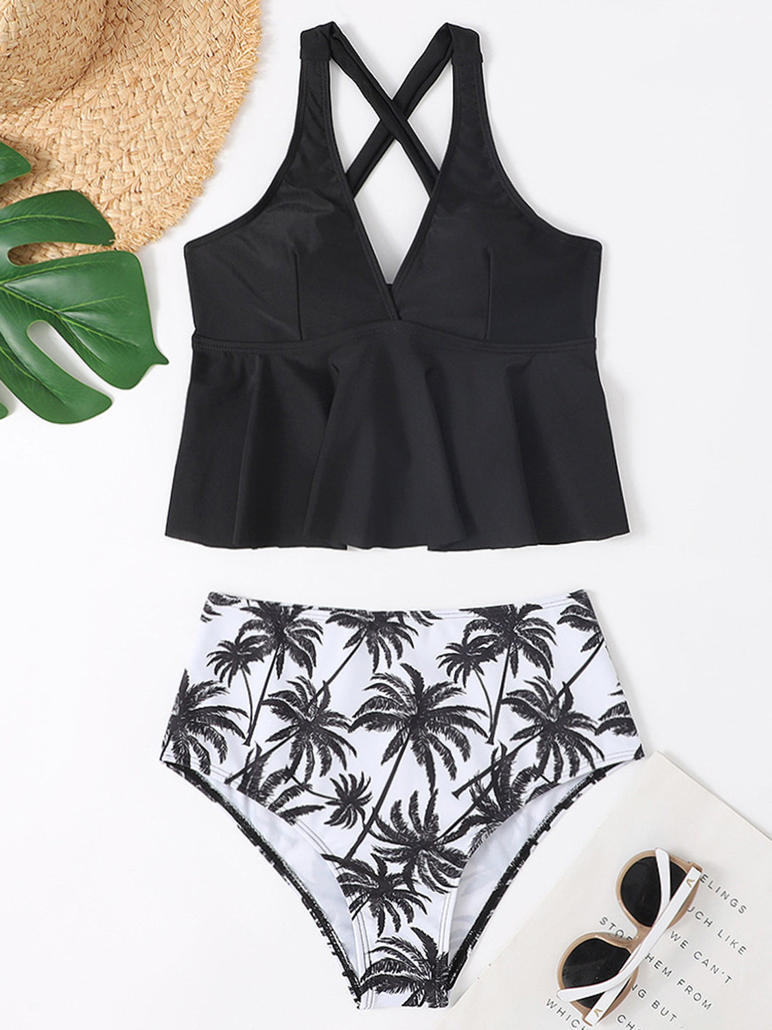 High Waist Two Piece Swimsuit with Ruffle Trim