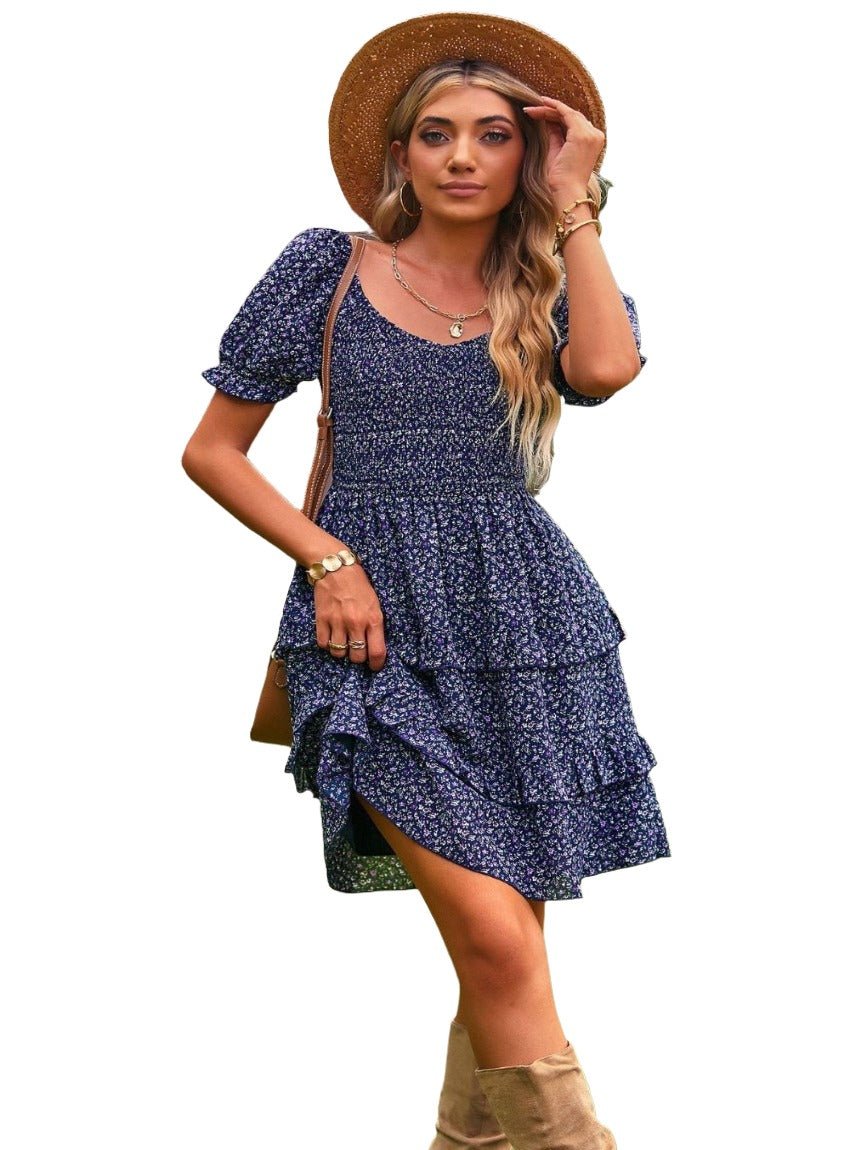 Chic flounce sleeve mini dress with a flattering sweetheart neck, perfect for any occasion. Available in 5 colors.