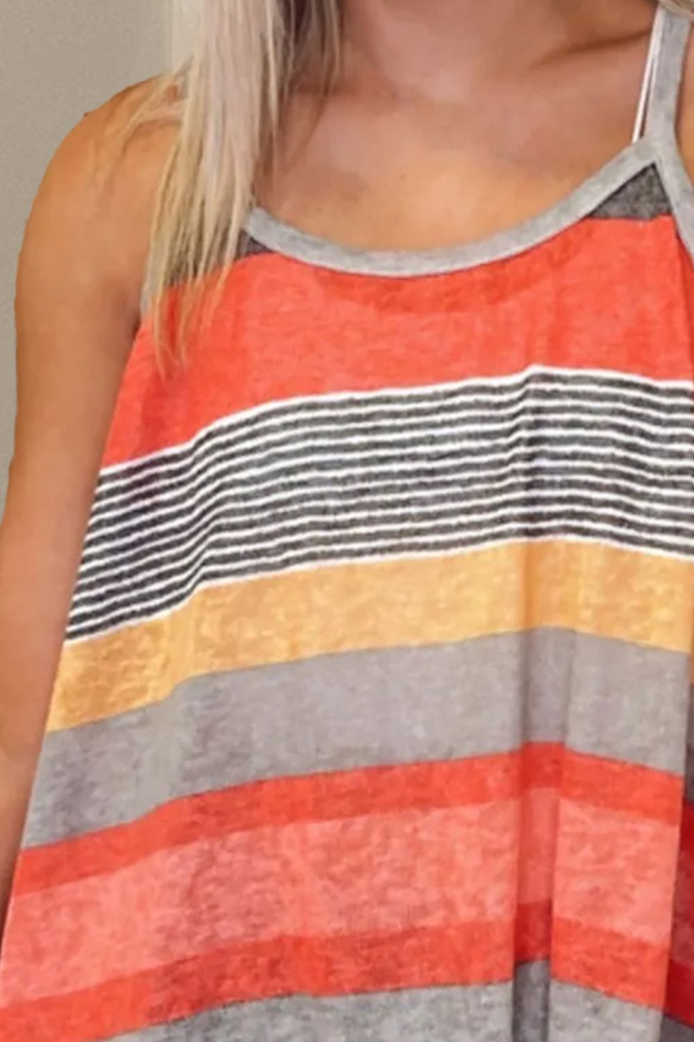 Multicolor stripe pattern tank top with swing silhouette