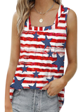 Get ready for summer with our Star Striped Square Neck Tank. Perfect for a patriotic touch to your casual wardrobe. Comfort meets style!