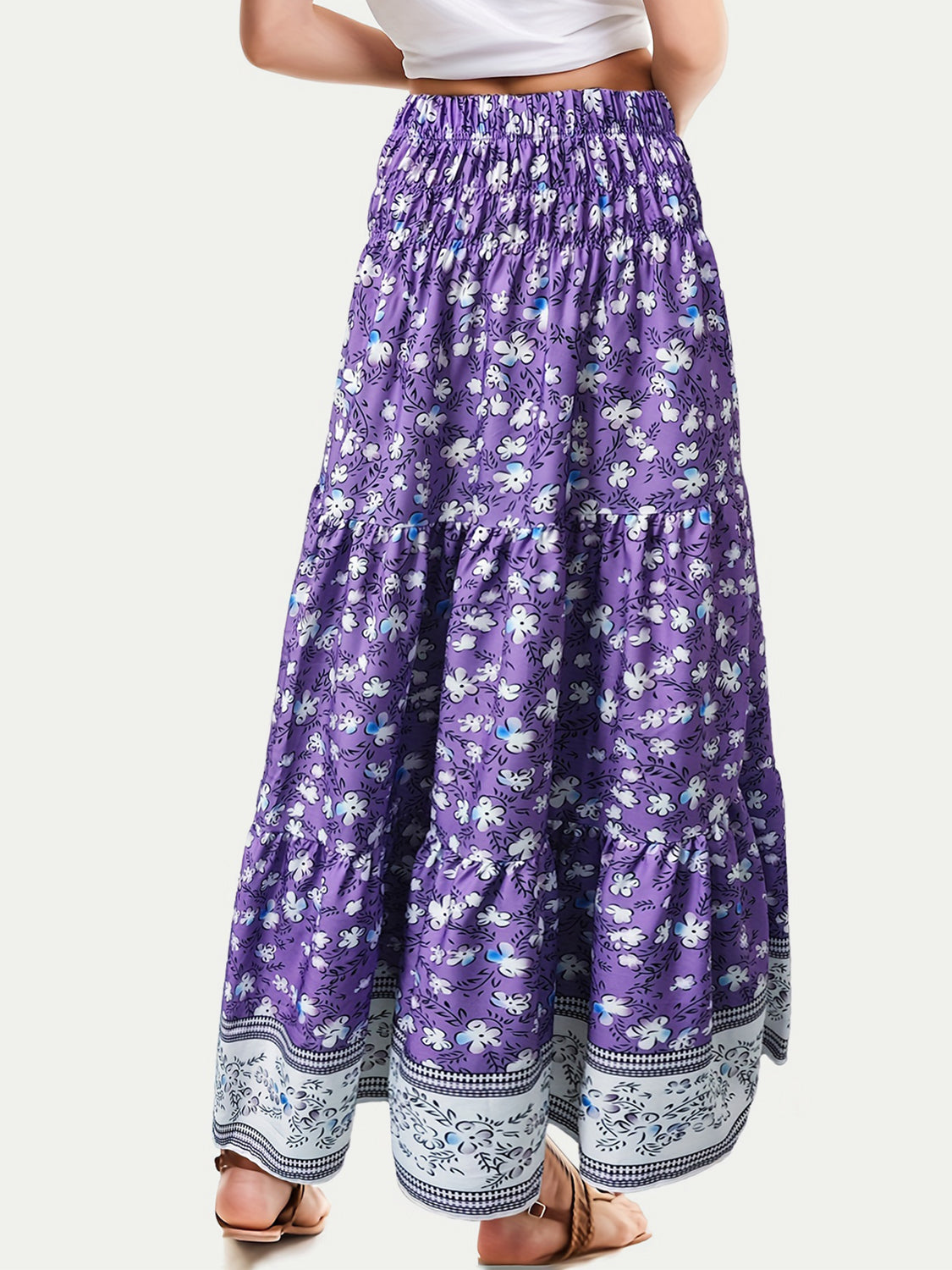 Purple bohemian skirt with comfortable waistband
