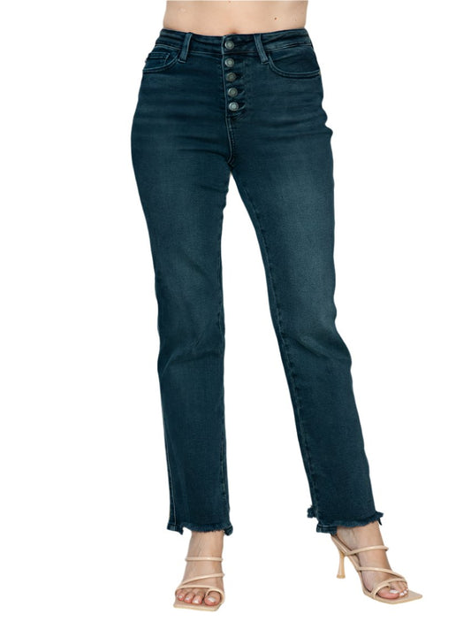 Judy Blue Button Fly Hem Destroy Straight Jeans