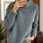 dark gray sherpa fleece pullover with high neck and relaxed fit
