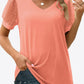 V-Neck Women's T-Shirt with Sheer Swiss Dot Puff Sleeves