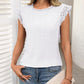 Lace Detail Eyelet Cap Sleeve Top - Demure Style - Whimsical Clothing