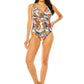 Colorful paisley patterned one-piece swimsuit
