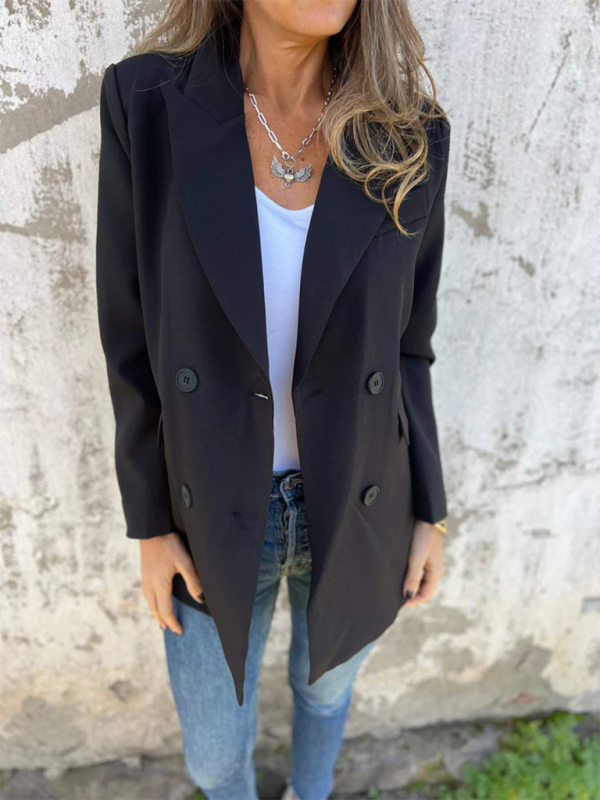 Casual styling with double-breasted blazer jacket for women
