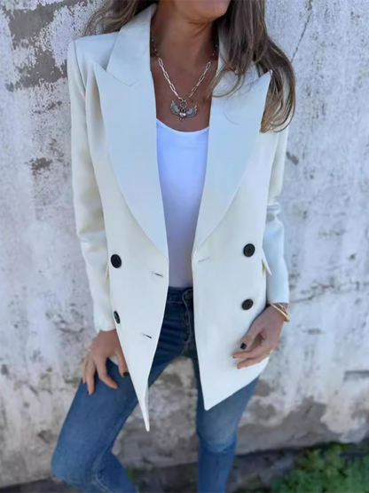 Elegant look achieved with lapel blazer jacket for women
